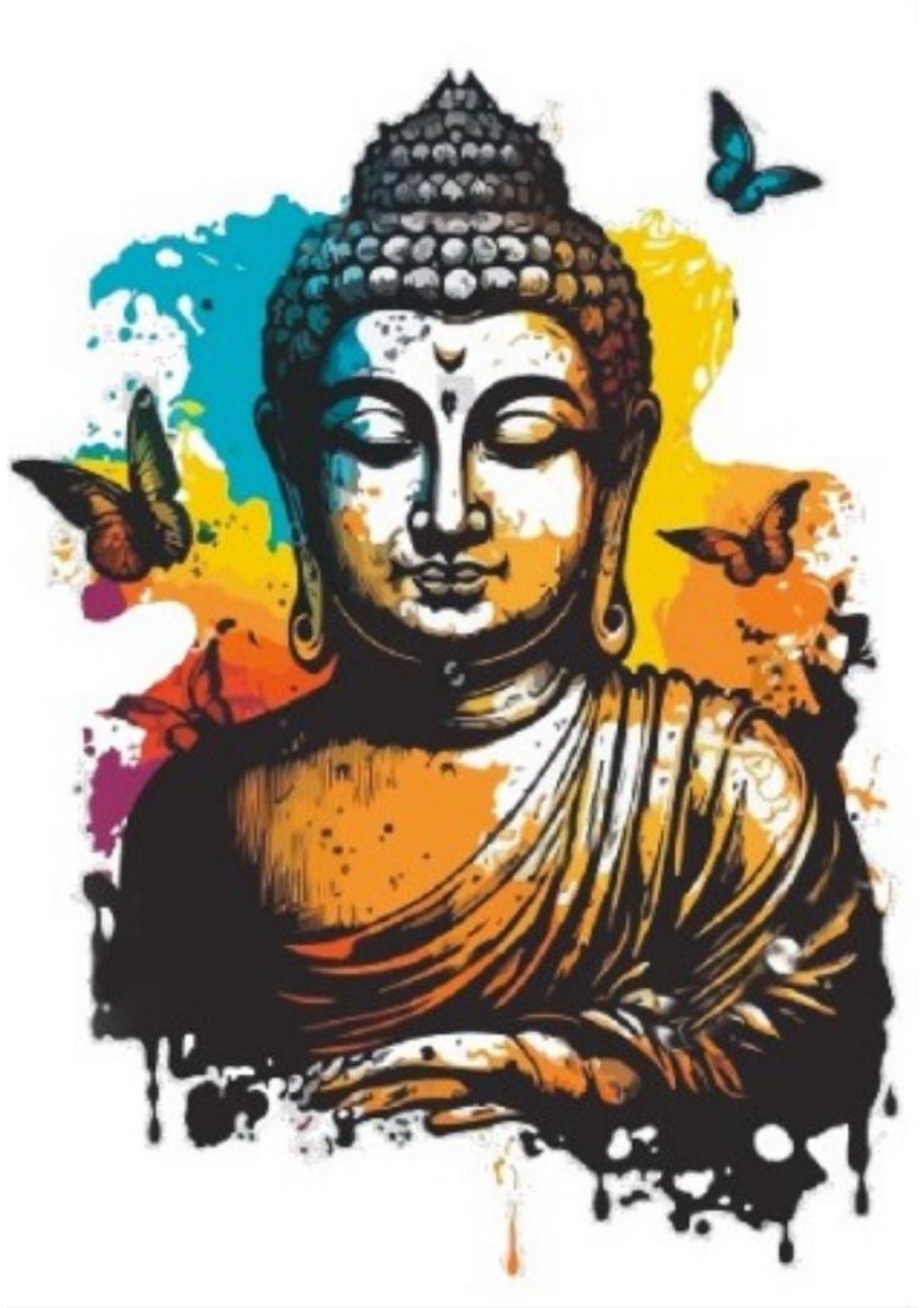 Resin Color Stickers - Buddha with Butterfly