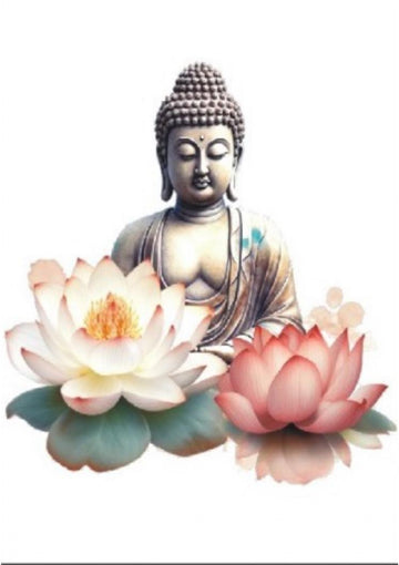 Resin Color Stickers - Buddha with Two Lotus Flowers