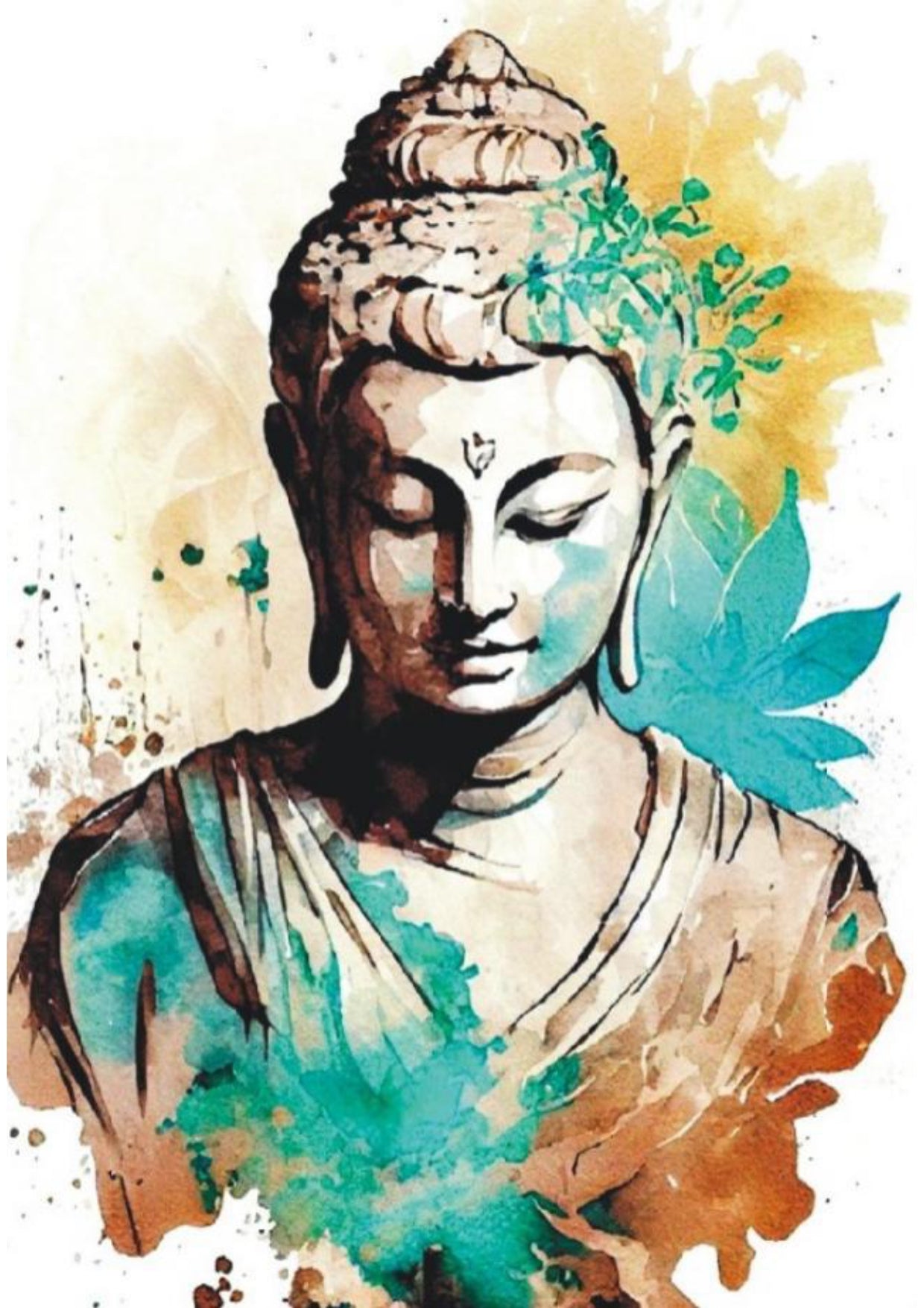 Resin Color Stickers - Buddha Portrait with Teal Accents