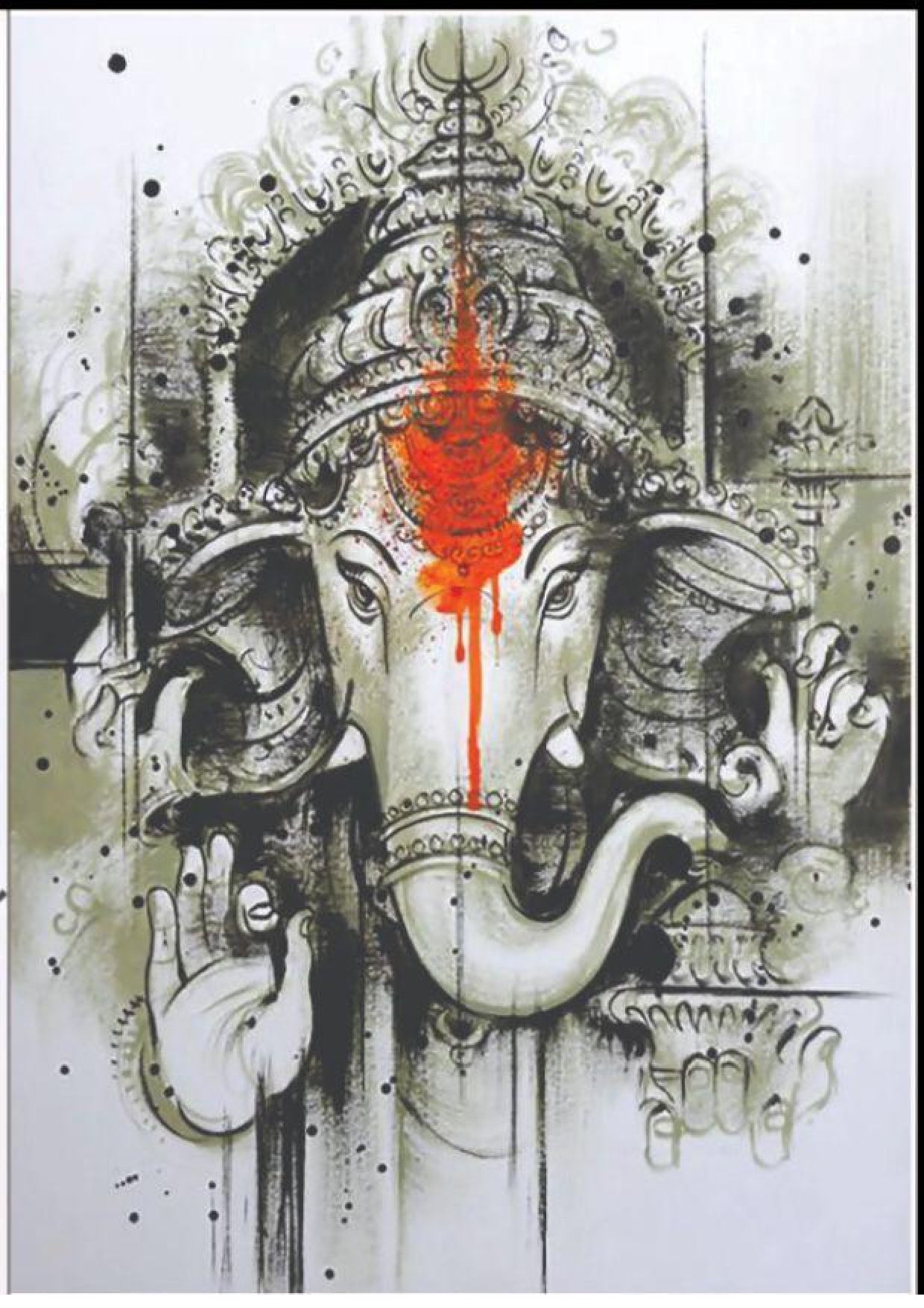 Resin Color Stickers - Artistic Ganesha Sketch