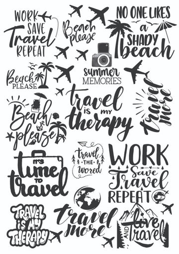 Resin Color Stickers - Travel & Beach Quote Collage
