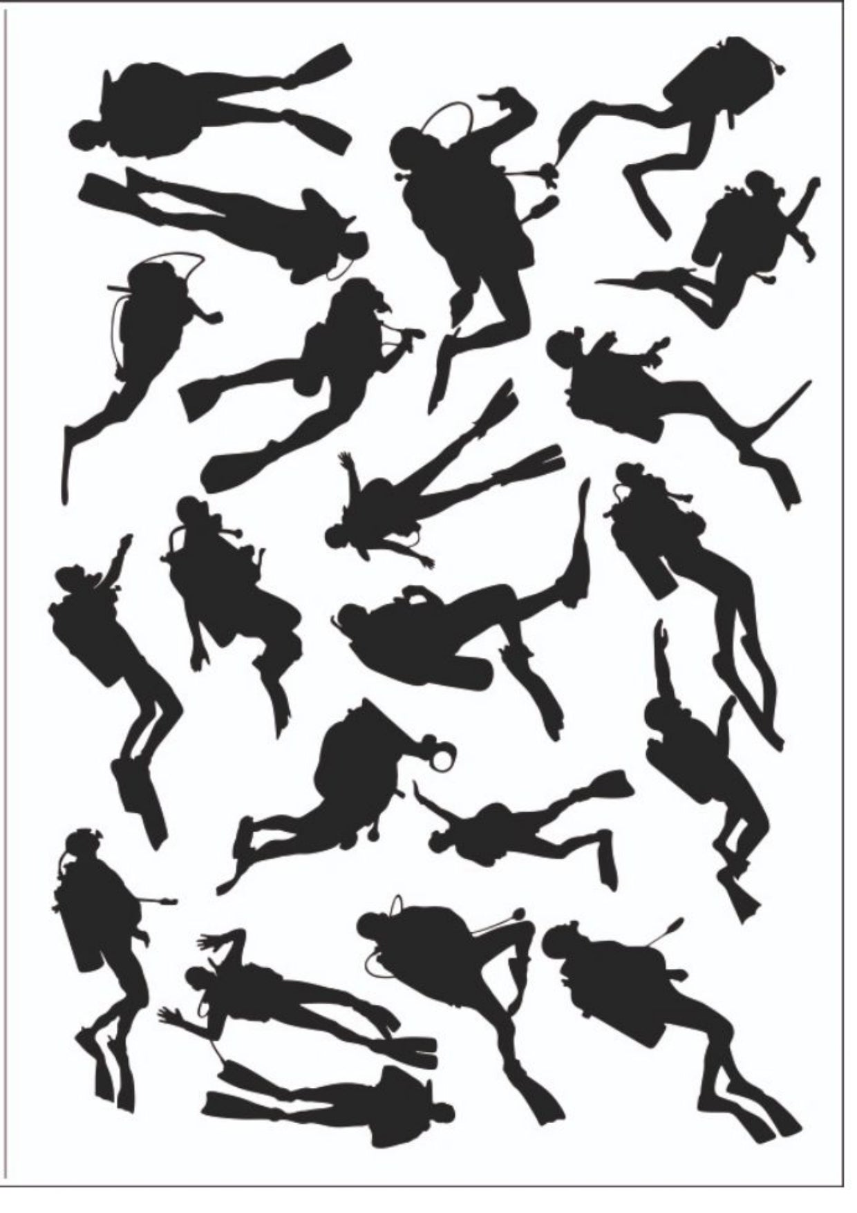 Resin Color Stickers - Scuba Diver Silhouette Sheet