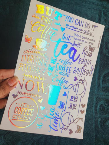 Coffee time Holographic Stickers