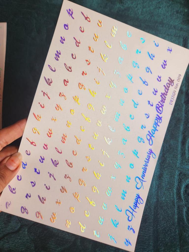Cursive Alphabets Holographic Stikcers
