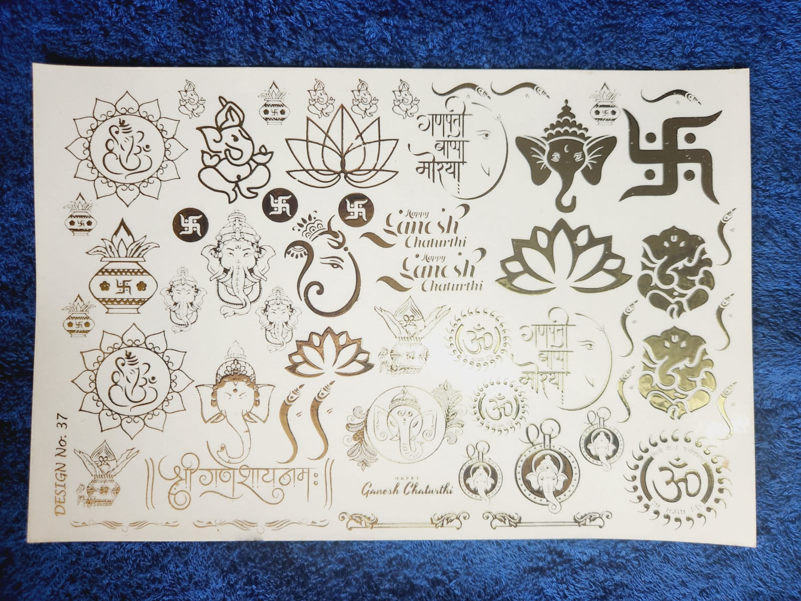 Ganesha Spiritual Golden Embossed Stickers