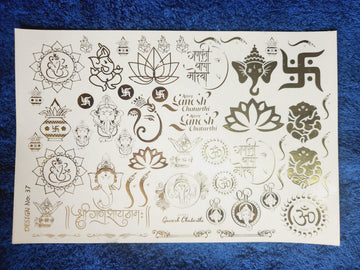 Ganesha Spiritual Golden Embossed Stickers