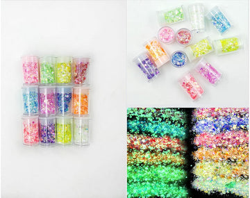 12 shades glow in the dark glitter set