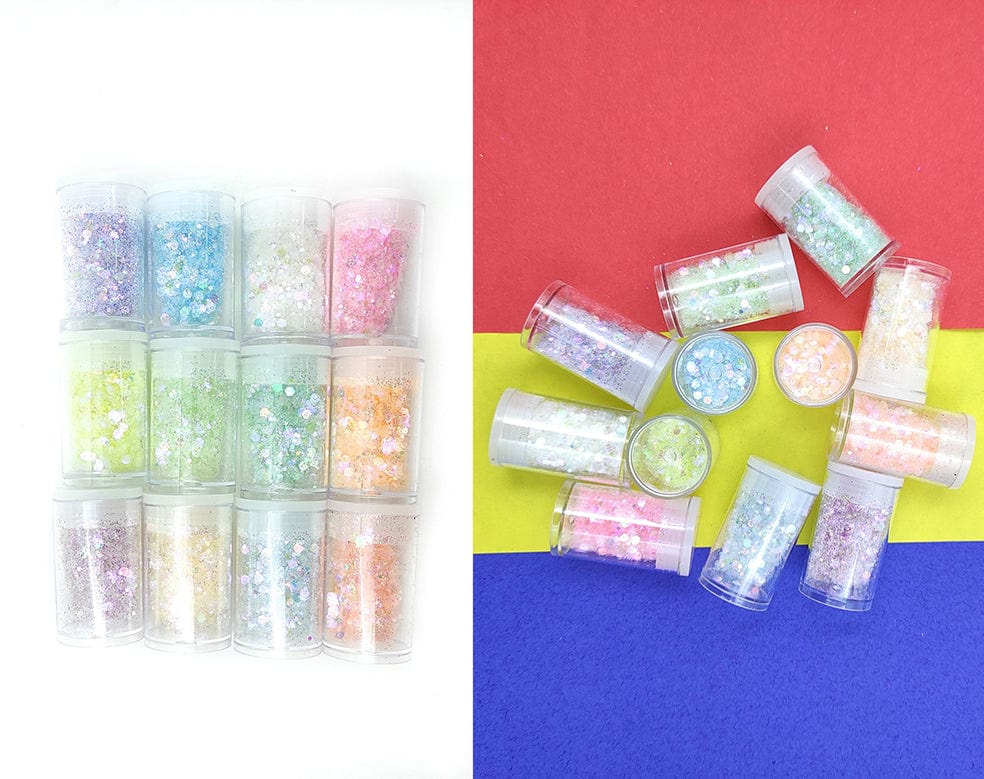 12 shades holographic glitter set