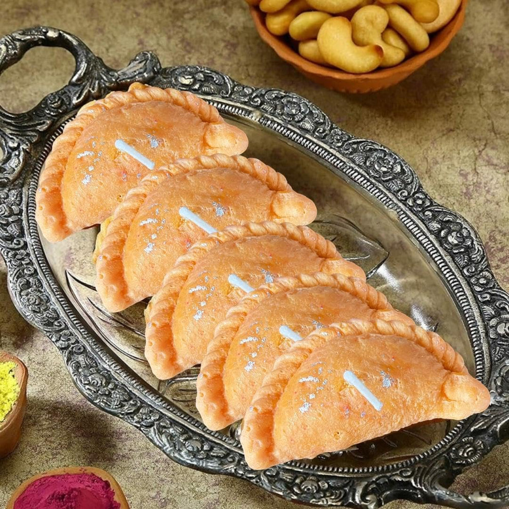 2 cavities Gujiya shape candle mould