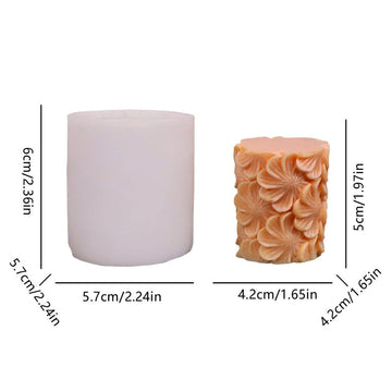 3D Flower Cylindrical Candle Mould -