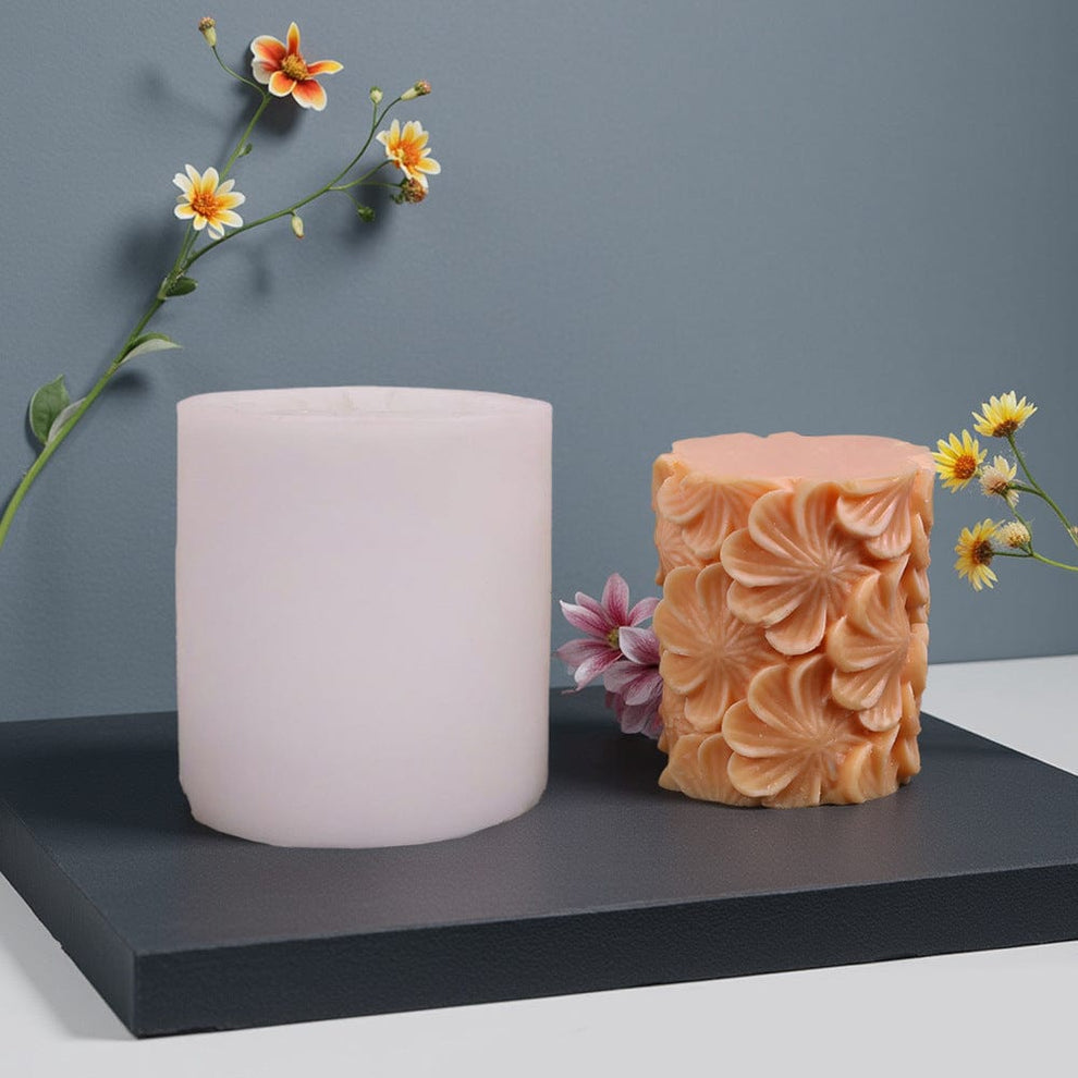 3D Flower Cylindrical Candle Mould -