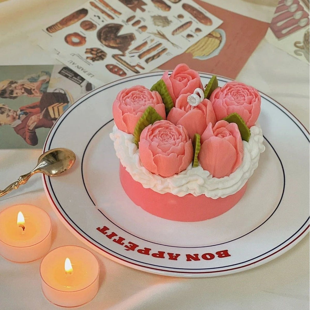 Close Rose Flower Candle Mould -1