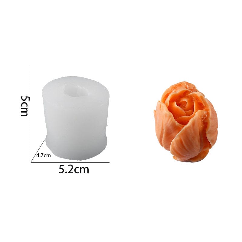 Close Rose Flower Candle Mould -2