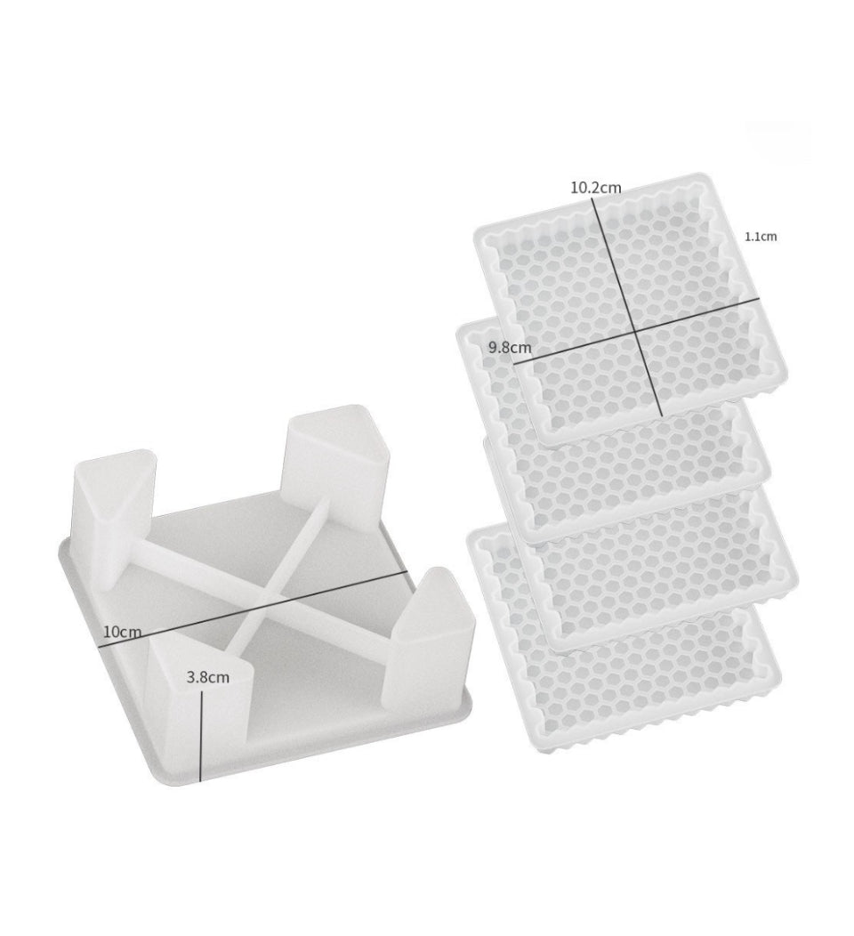 Honey comb textured coasters with coaster stand mould