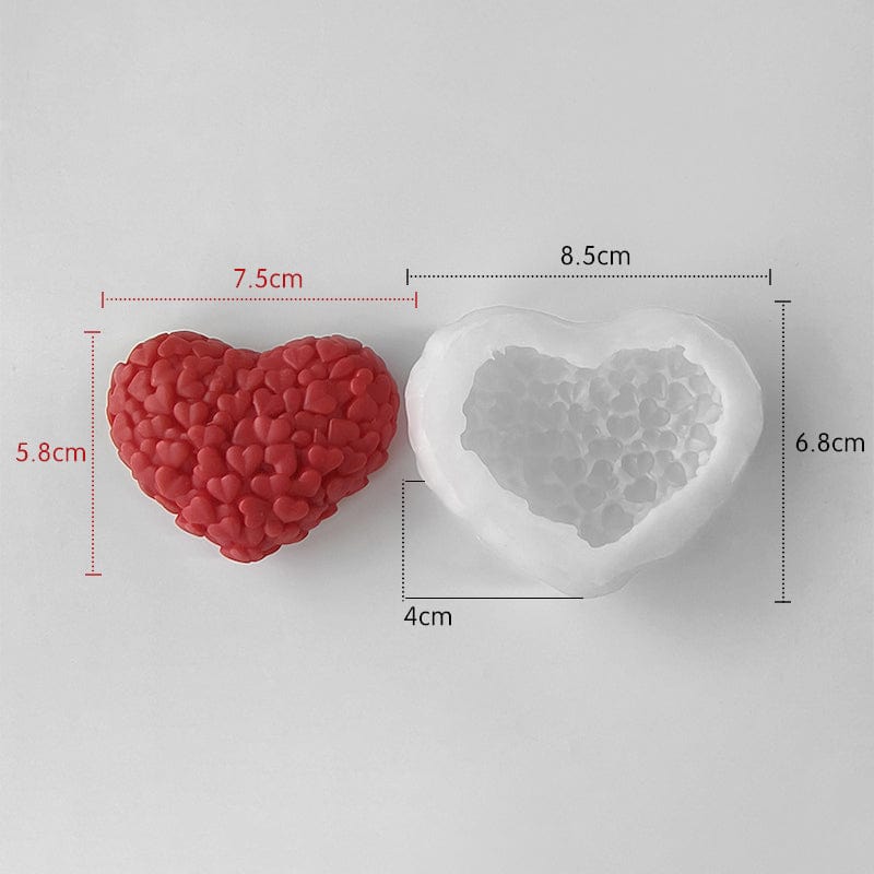 3D small hearts in heart Candle Mould