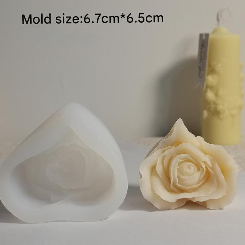 3D heart Shape Rose Flower Candle Mould