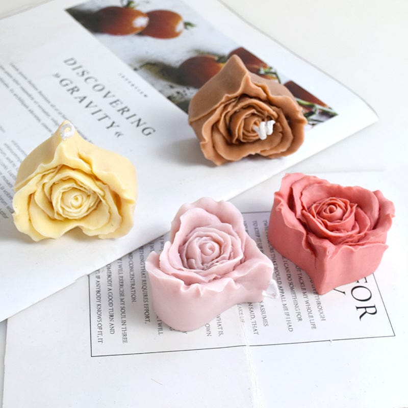 3D heart Shape Rose Flower Candle Mould