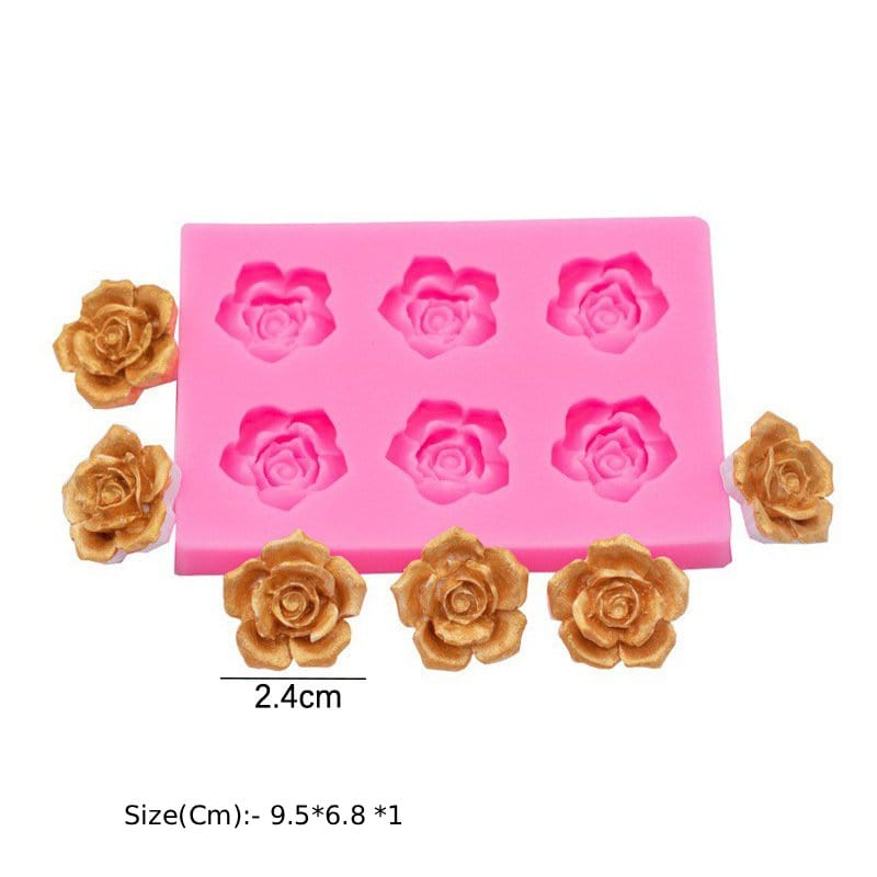 6 Cavities 3D Rose Flower Mould