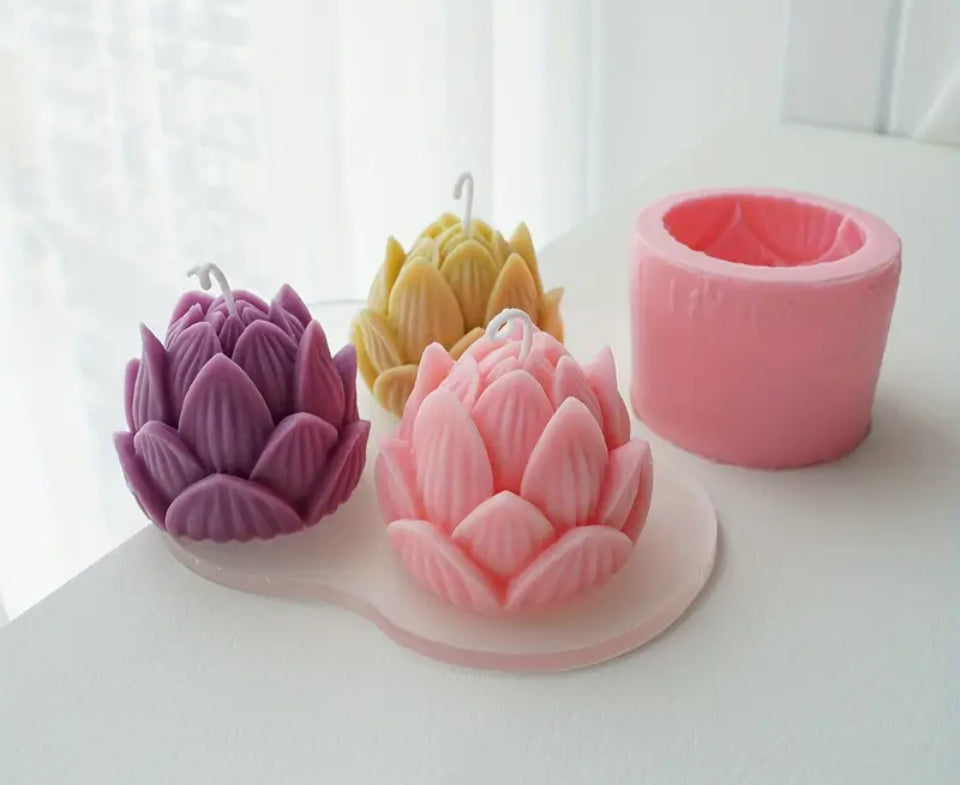 3D Lotus Shape Flower Candle Mould