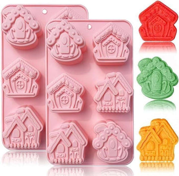 6 Cavity gingerbread house concrete Or Candle Mould