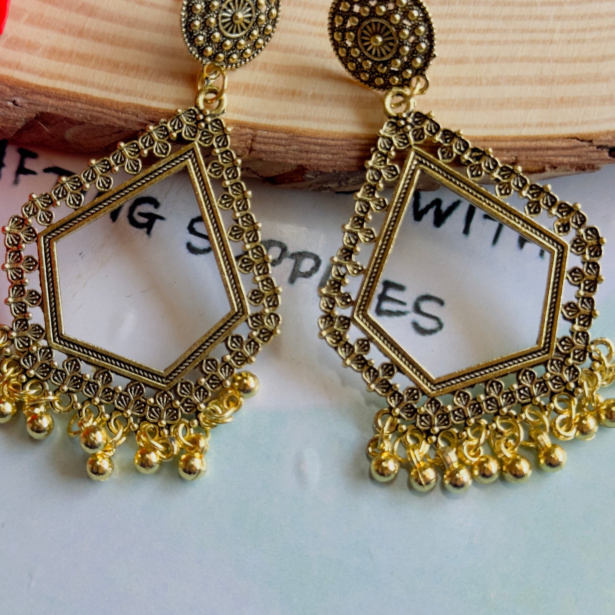 Resin jhumka base golden