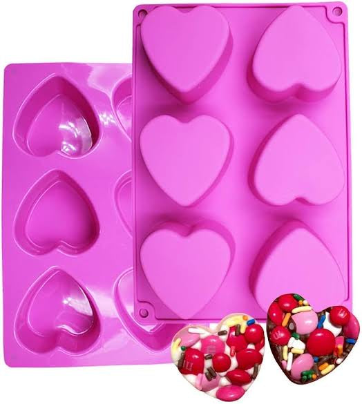 6 cavities heart mould