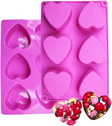 6 cavities heart mould