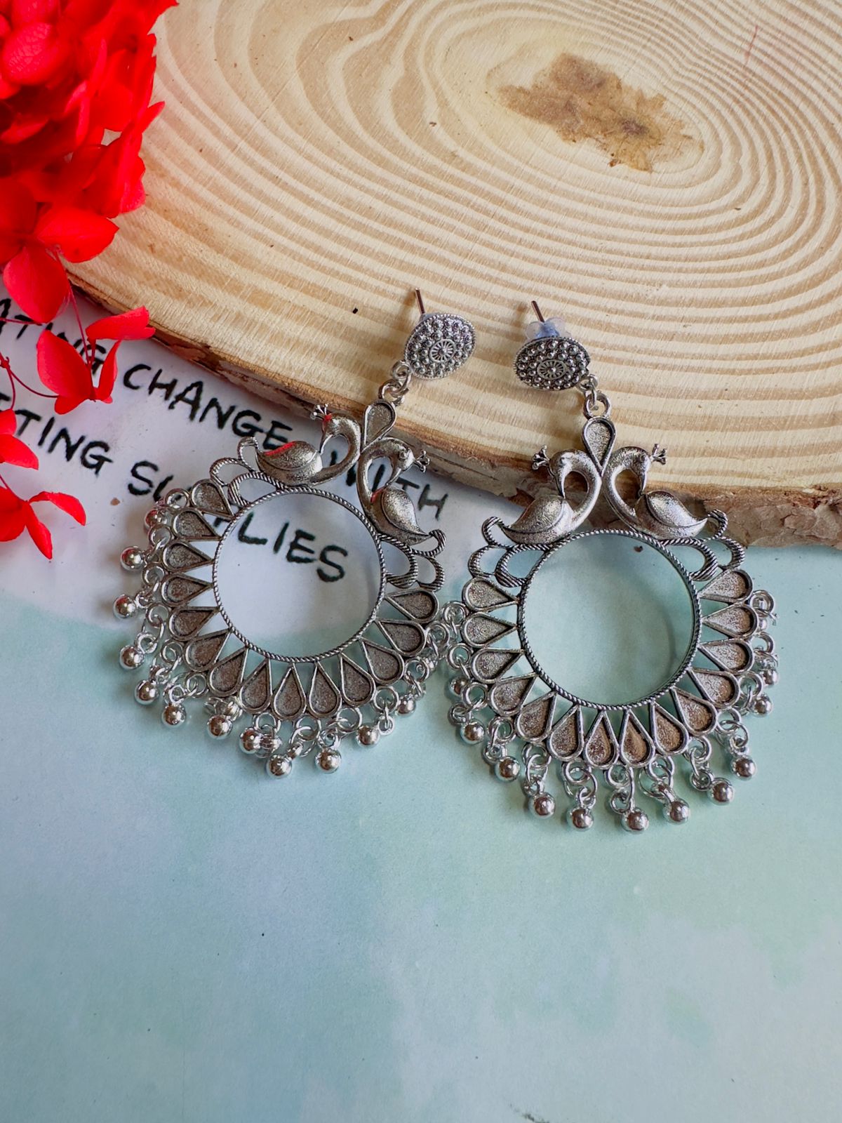 Resin jhumkha base silver