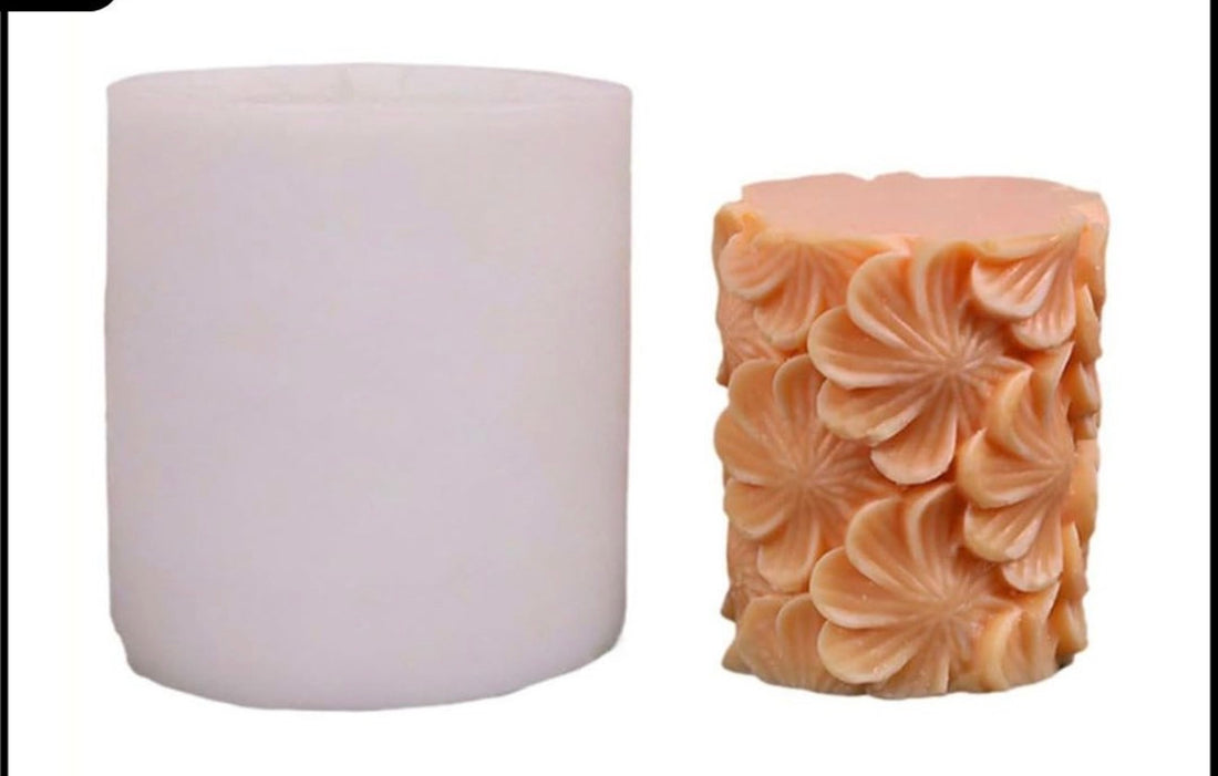 Floral pillar candle mould (0071)