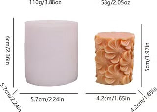 Floral pillar candle mould (0071)