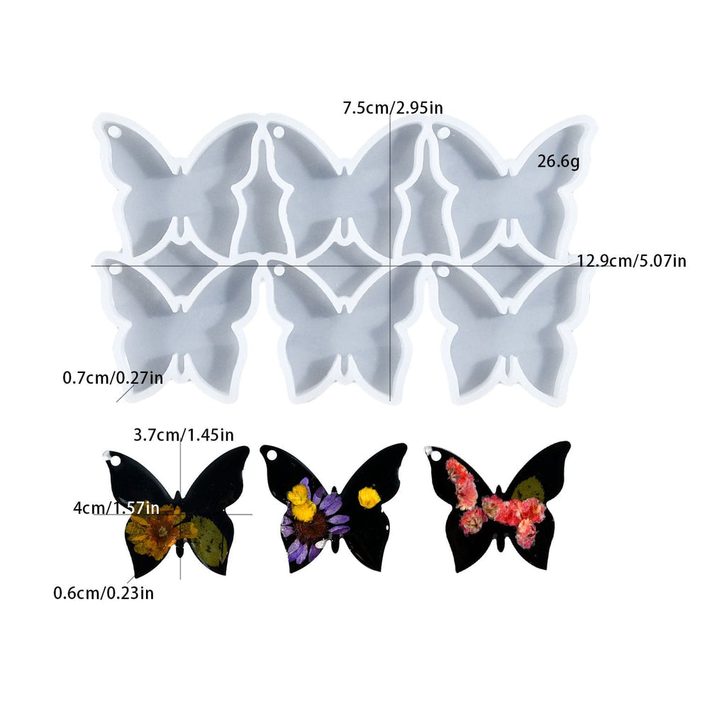 6 Cavity Butterfly Keychain And jewelry Mould