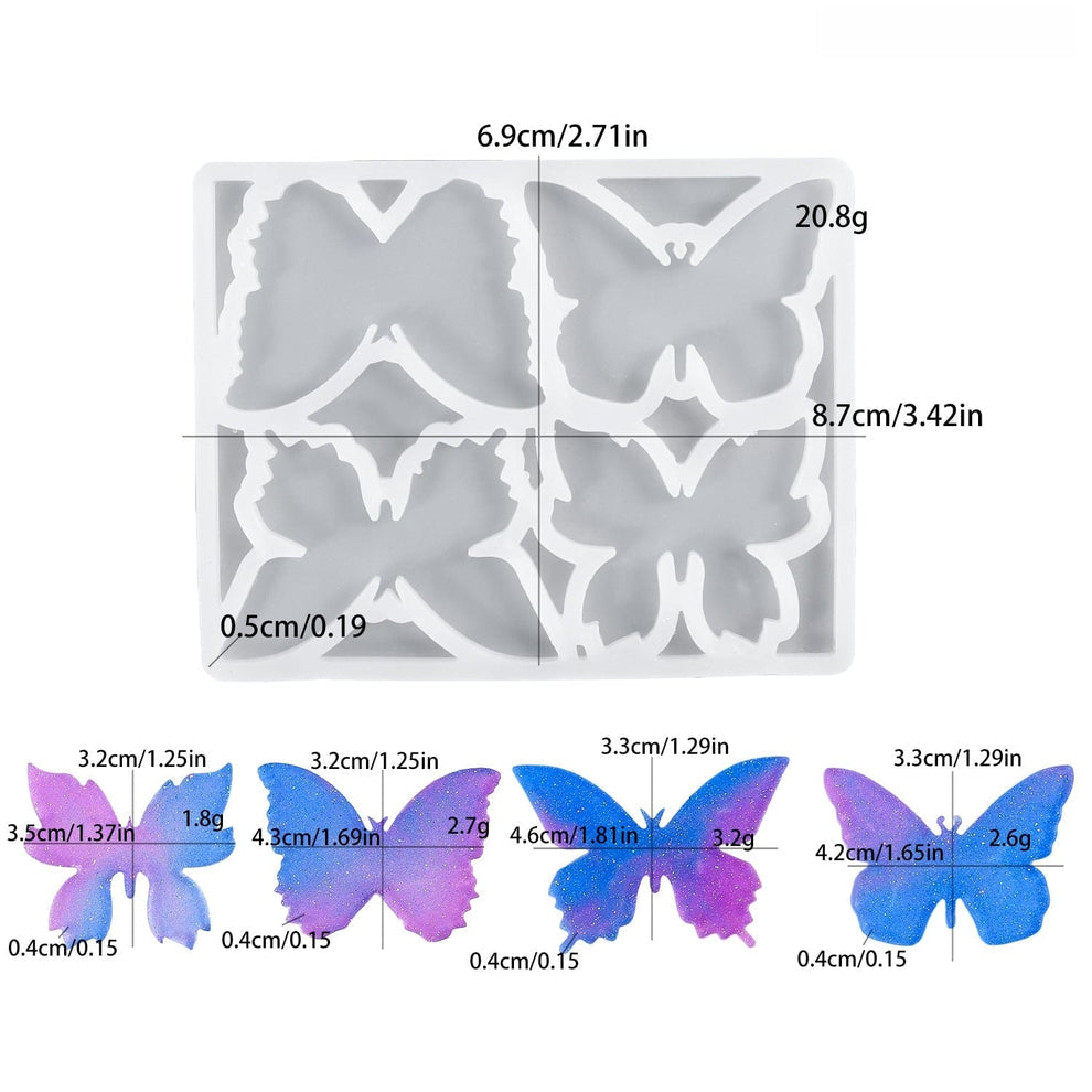 4 Cavity Butterfly Keychain And jewelry Mould
