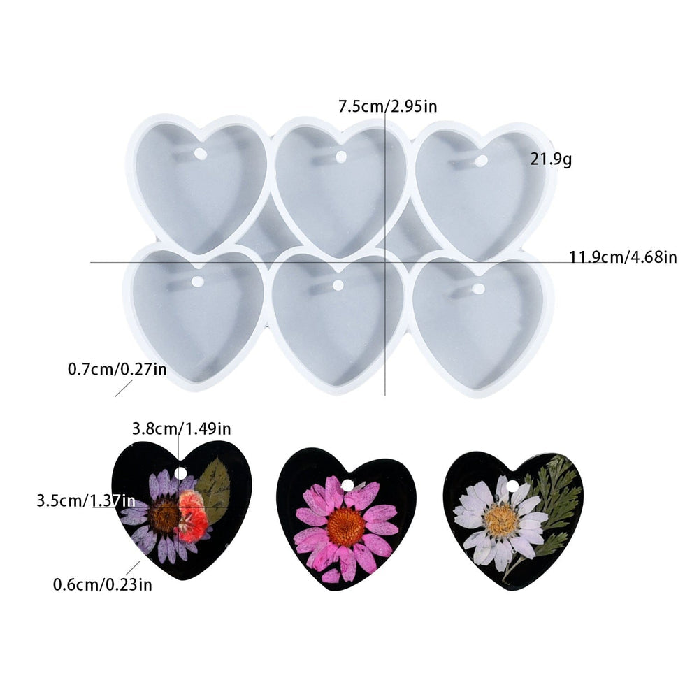 6 Cavity Heart Keychain And Earing Mould