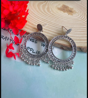 Resin round jhumka base silver