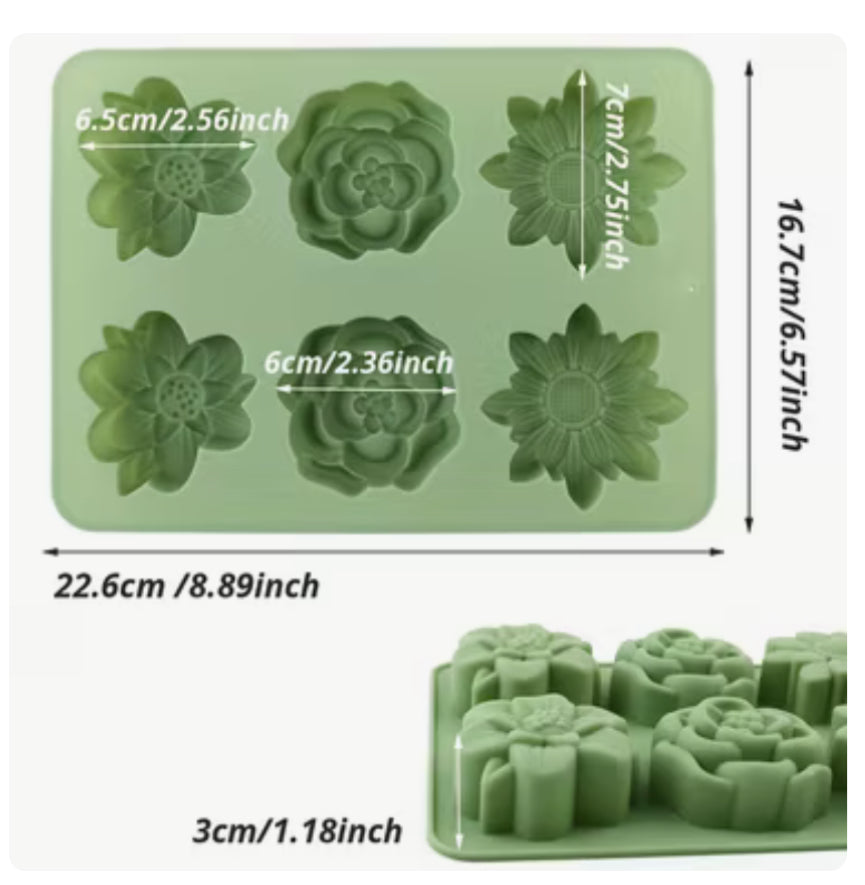 6 Cavity 3D Flower Candle Mould