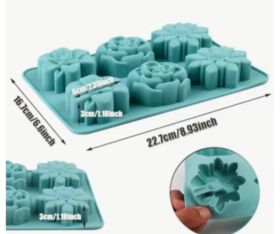 6 Cavity 3D Flower Candle Mould