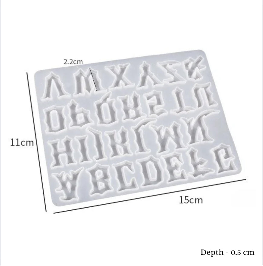 Gothic Letter Alphabet Charm Mould