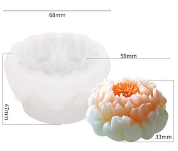 3D Lotus Blossom Flower Candle Mould (061)