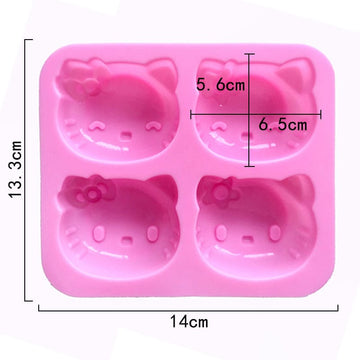 4 Cavity Hello kitty Cartoon Cat Face Mould