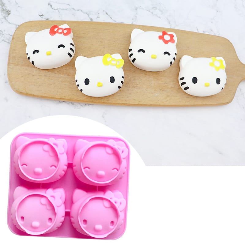 4 Cavity Hello kitty Cartoon Cat Face Mould