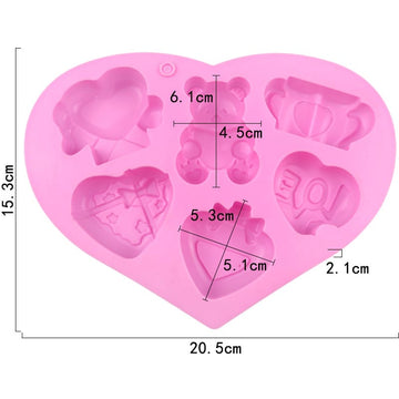 6 Cavity Love Heart And Teddy Mould
