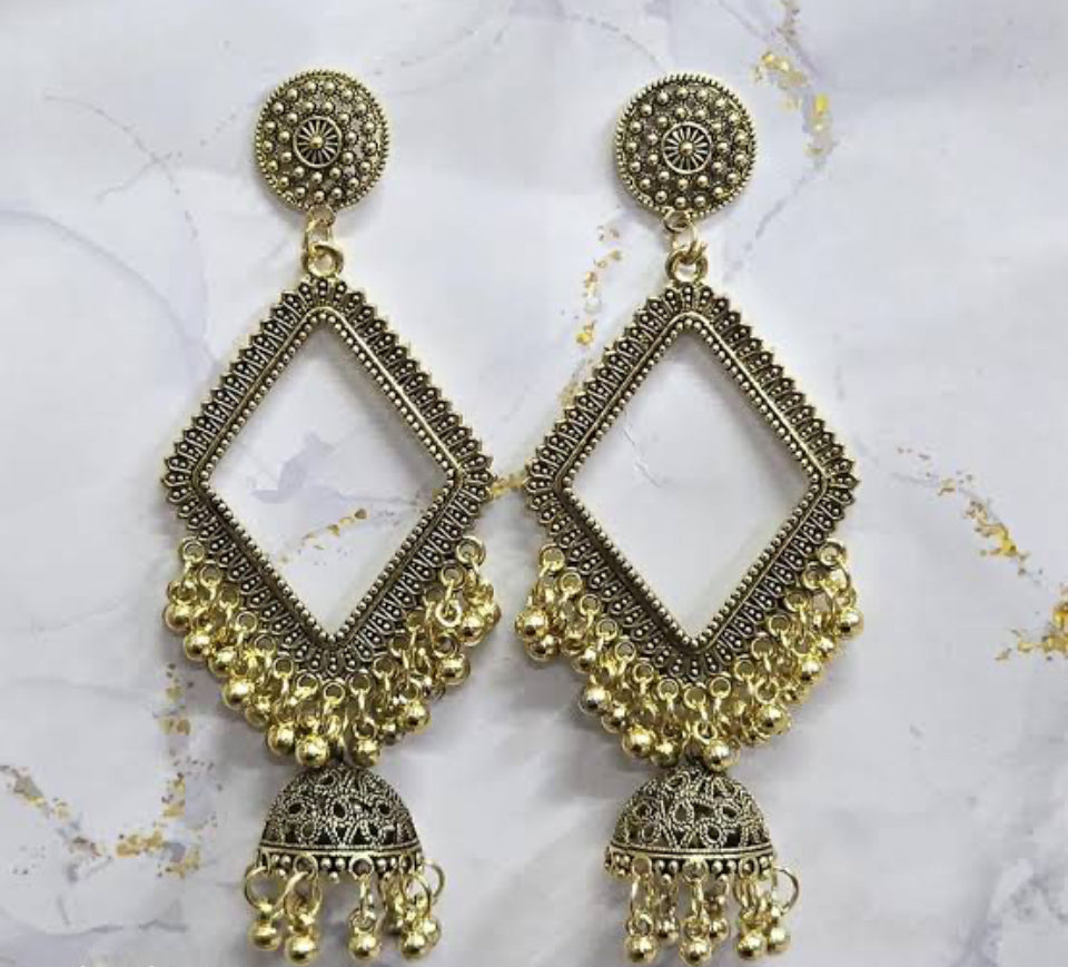 resin jhumka base with jumar golden
