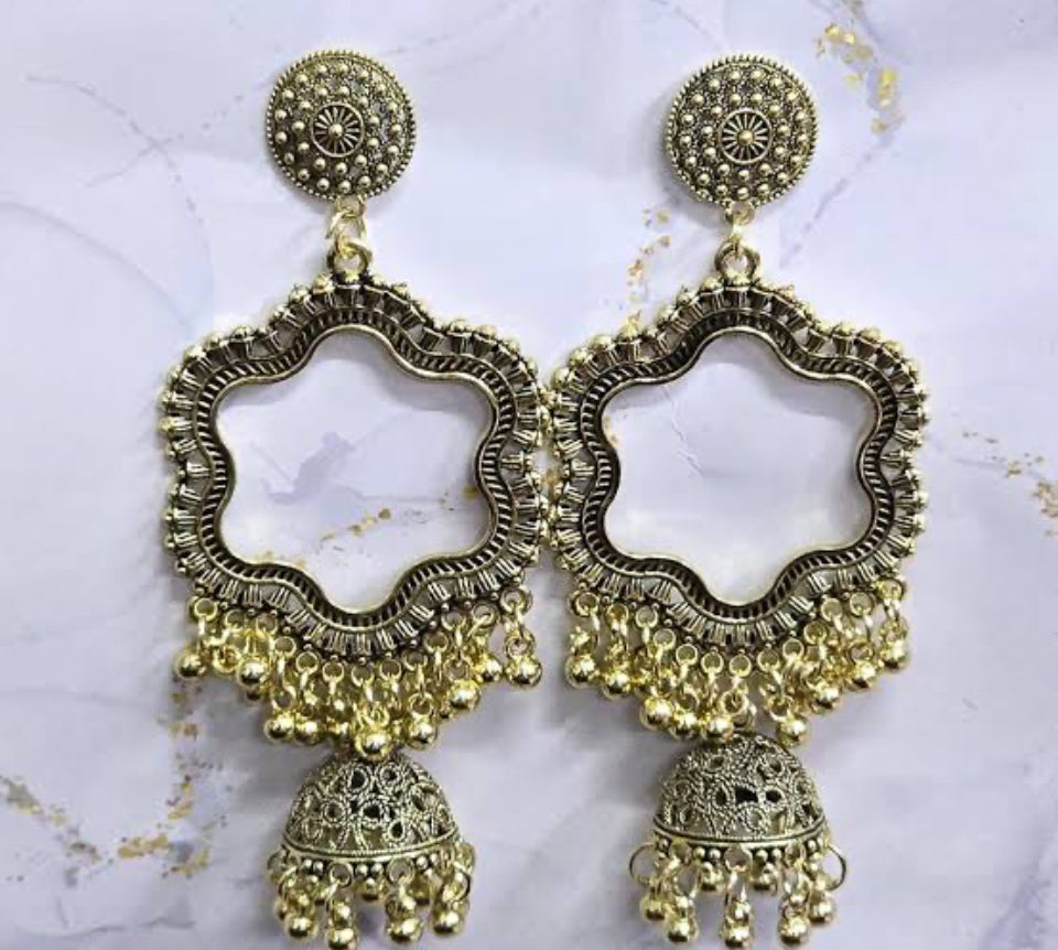 Flower resin jhumka base with jumar golden