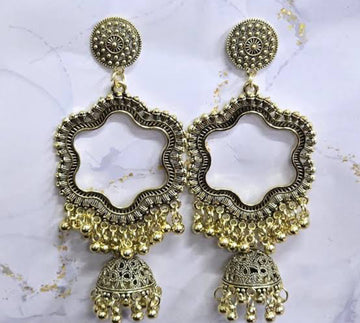 Flower resin jhumka base with jumar golden