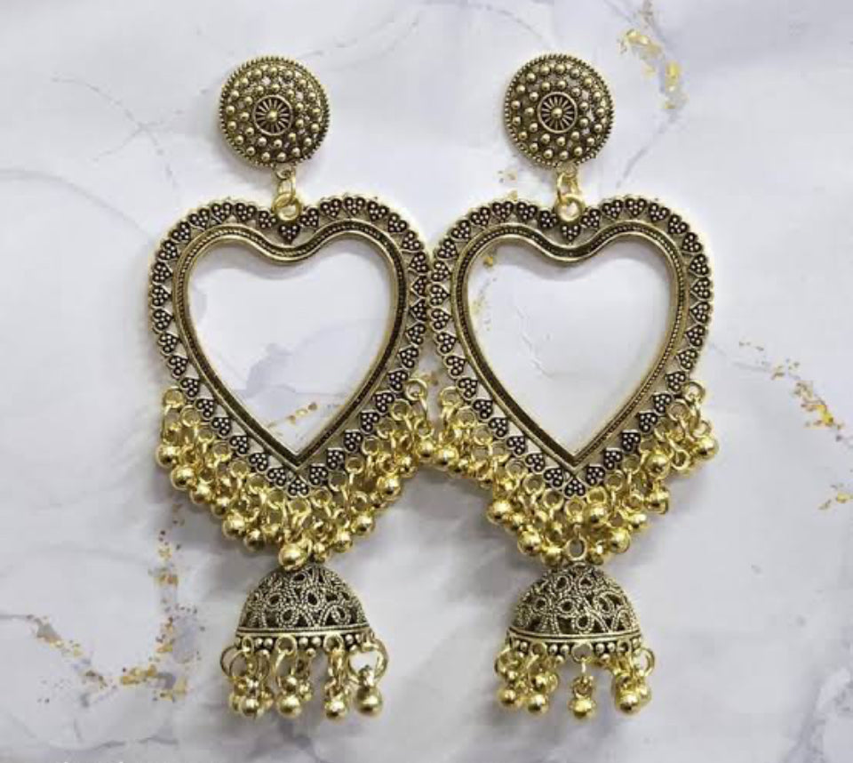 Heart resin jhumka base with jumar golden