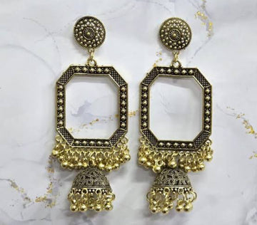 Reqtagular resin jhumka base with jumar golden