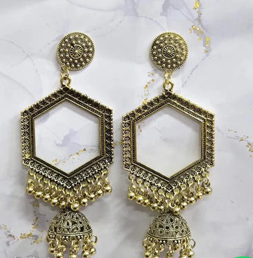 Hexagon resin jhumka base with jumar golden
