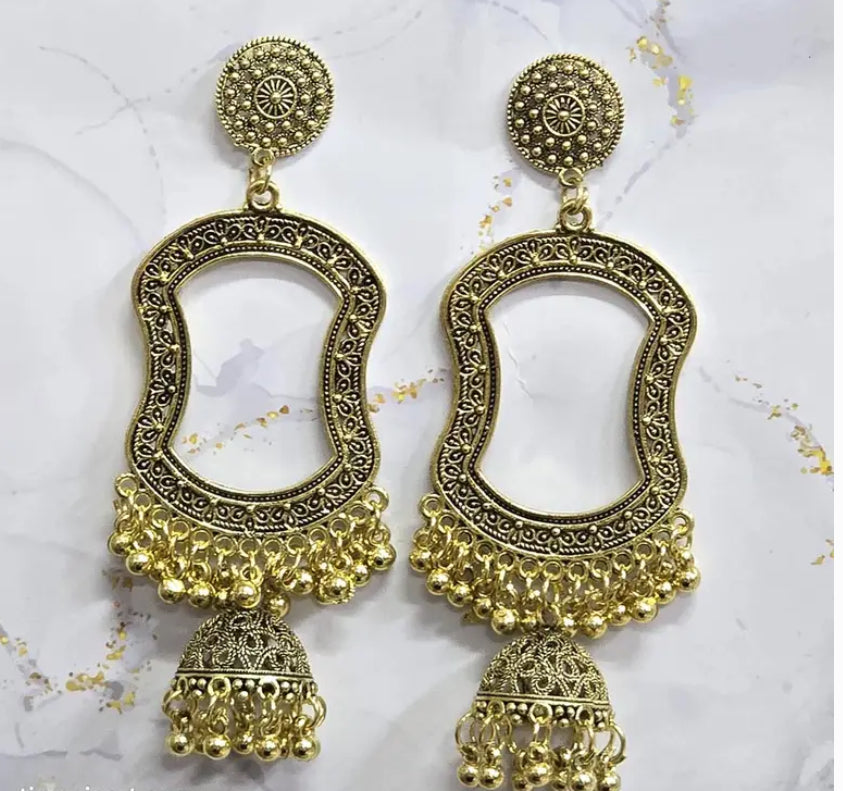 resin jhumka base with jumar golden