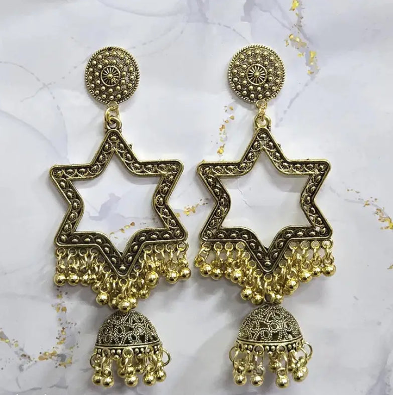 Star shape resin jhumka base with jumar golden