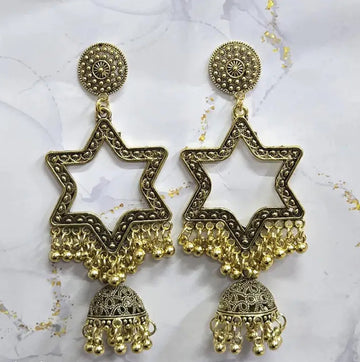 Star shape resin jhumka base with jumar golden